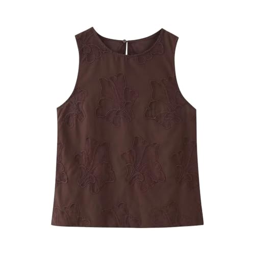 Women's Embroidered High Waist Lace-Up 2-Piece Suit of Vintage O-Neck Casual Vest3