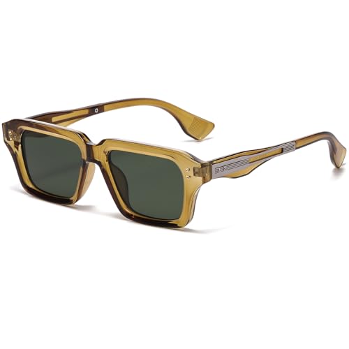 Image of AIEYEZO Rectangle Sunglasses for Men Women Fashion Square Frame Sun Glasses 90's Retro Designer Shades