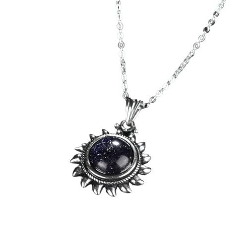 Collier kyanite naturelle et pendentif soleil en argent 925 anti-ternissement