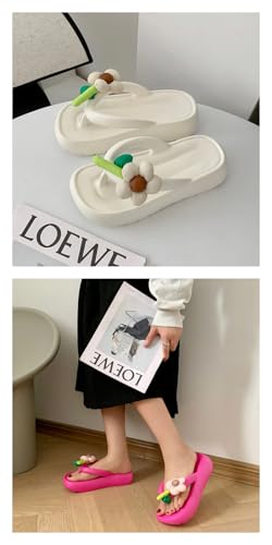 Cute Flower Decor Fashion Flip Flops, Sweet EVA Indoor Non-Slip House Shoes for Women Home Bath Slippers3