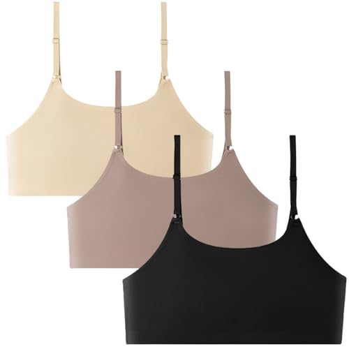 3PCS Cami Bras Unpadded Seamless Bralette Smooth Everyday Basic Sleeping Bra Sports Bra for Women Girls