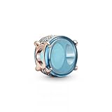 Pandora blaues Ovales Cabochon-Charm Blau mit 14 Karat rosévergoldete Metalllegierung und Kristalle aus der Pandora Moments Collection