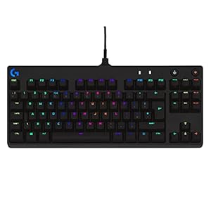 Logitech G PRO Mechanical Gaming Keyboard – Ultra Portable Tenkeyless Design, Detachable Micro USB Cable, Advanced GX Blue Clicky Switches, LIGHTSYNC RGB Backlit Keys, UK English, PC/Mac – Black