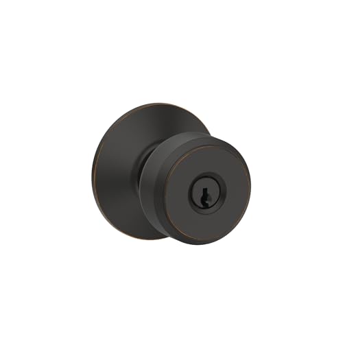 Image of SCHLAGE F51A BWE 716 Bowery Knob Keyed Entry Lock, Aged Bronze