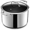 HexClad Hybrid Nonstick 10-Litre Stockpot with Tempered Glass Lid, Dishwasher Safe, Induction Ready, Compatible with All Cooktops
