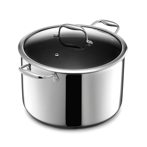 Comparison: Best 10 Qt Stock Pot 4 HexClad Hybrid Nonstick 10-Quart Stockpot with Tempered Glass Lid, Stay-Cool Handles, Dishwasher-Friendly, Oven-Safe Up to 900°F, Induction Ready, Compatible with All Cooktops