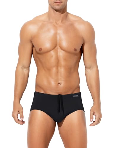 Casey Kevin Men's Classic Solid Swim Briefs Sexy Bikini Underwear Tan Through Full Coverage Swimwear2