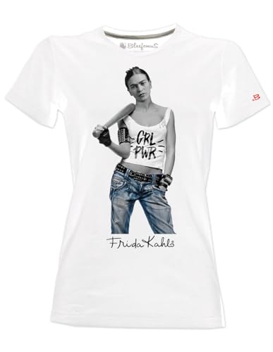 Frida Kahlo - Camiseta de mujer oficial estilo Girl Power, Color blanco., L