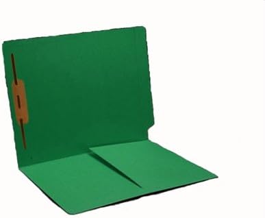 Green Folders - 1 Top Fastener, 1/2 Pocket, End Tab, Box of 50