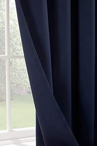 Sleepdown Ultra Soft Eyelet Blockout Curtains Thermal Insulated for Bedroom and Living Room 66 x 54 Inch Navy Blue 2 Panels