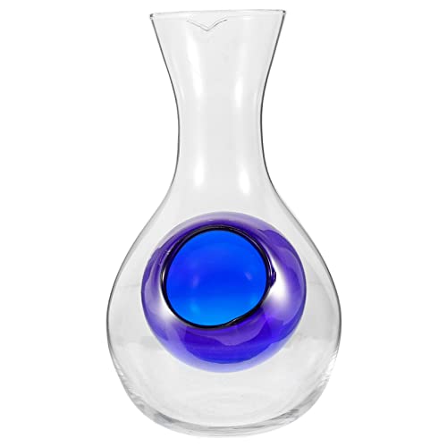 Zerodeko 和風 冷酒 日本酒 グラス デキャンタ ボトル ワイン デキャンタ ウィズ アイス ポケット 冷酒 酒 冷やし サーバー ワイン 注ぐ カラフェ ウィスキー お酒 家庭用 青 400Ml