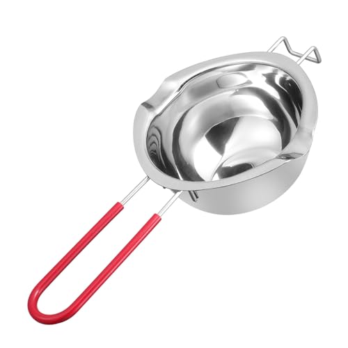 GARVALON Olla Derretir Chocolate Acero Inoxidable con Mango Silicona Ergonómico Baño María para Mantequilla Queso y Cera Fácil Limpieza y Almacenamiento Compacto