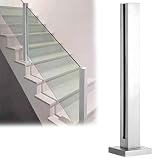 Sistema di ringhiere in vetro in acciaio inossidabile 304 – palo terminale argento opaco per balconi interni/esterni, terrazza, terrazza, scale, piscina, 110 cm (43,3 pollici) in vetro