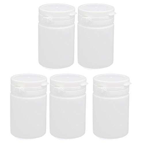 Aexit 5Pcs 60ml gauge HDPE Plastic White Wide Mouth Empty Solid Powder Bottle Storage Jar