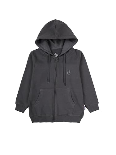 Image of KiddoPanti Boys Solid Cotton Full Sleeve Zip-Up Front Open Hooded Sweatshirt