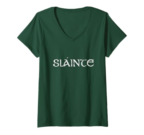 Womens Irish Gaelic Slainte Shirt - St.Patricks "Cheers" Ireland V-Neck T-Shirt
