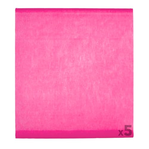 5 Tentures - Voilages de Salle Rose fuchsia en Papier 0,70 x 8 m - Décoration Murale et Plafond pour Anniversaire, Réception, Soirée Thème, Buffet Festif -...