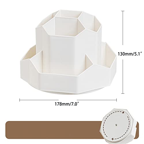 Kaileyouxiangongsi TB3820-W Rotating Art Supply Storage Organizer,Pencil Holder With 9 Compartment, Pen Storage Organizer, For Kids Art Desk, Homeschool Supplies thumb #1