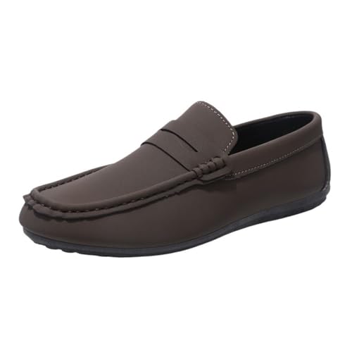 Mens Loafers Shoe Round Toe Vegan Leather Loafer Shoe Flexible Lightweight Anti-Slip Walking Slip On