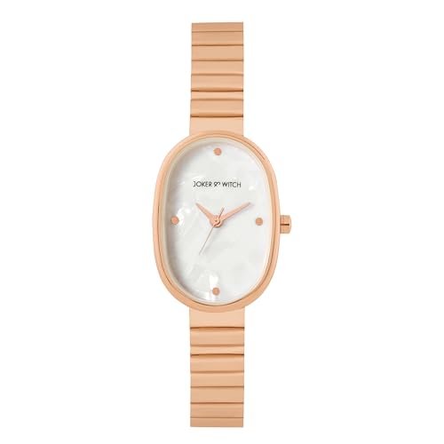 Image of Joker & Witch Eterna White MOP Small Oval Dial Rose Gold Linked Chain Strap Women's Watch