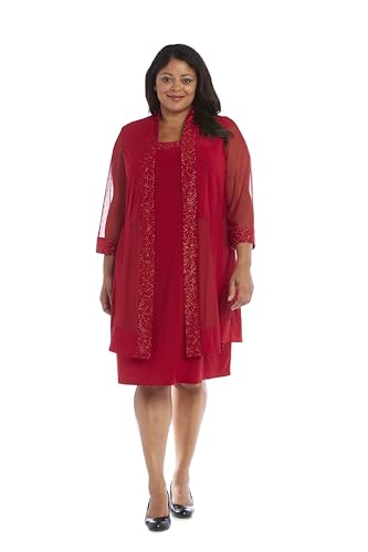 Image of R&M Richards Women's 2-Piece Jacket Dress Set | Knee Length Sheath W / 3 /4 Sleeve Jacket | Mother of the Bride Cocktail Party