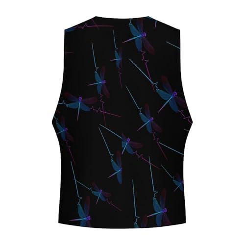 Dragonfly Pulse Heartbeat Men's Suit Vest Slim Fit Business Dress Party Pattern Waistcoat Vest Top4