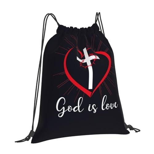 Cute Easter Jesus Cross Drawstring Backpack Sports Gym Sackpack Christian String Bag for Women Men2