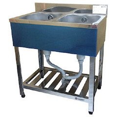 Amazon.co.jp: メーカー直送 アズマ 二槽シンク（ホース付） 750×450