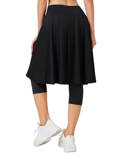 ANIVIVO Women Long Knee Length Skirted Leggings, Capris Leggings with Skirts High Waist2