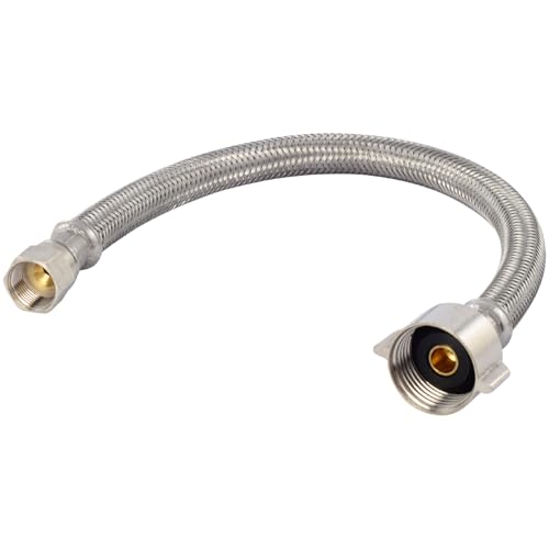 Eastman 12 Inch Flexible Toilet Connector, 7/8 Inch Ballcock Nuts x 3/8 Inch Flare Inlet Connection, Stainless Steel Braided Toilet Hose, 48097 by Eastman - Used condition - US$5.50