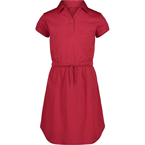 Vestido escolar rojo manga corta cómodo para el patio y las clases talla 6