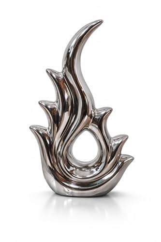Image of Xtore Abstract Metallic Fire Shape Ceramic Sculpture for Modern Home Decor & Shelf Styling