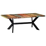 vidaXL Mesa de Comedor Madera Maciza Reciclada Mobiliario Hogar Práctica Funcional Muebles Interiores Diseño Clásico Elegante Duradera 200x100x75cm