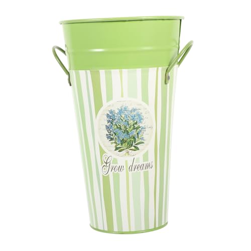 PRETYZOOM Cubo De Flores Múltiple Contenedores Soportes para Plantas De Exterior Decoración De Esqueleto Balde Galvanizado Tinaja Galvanizada Maceta Maceteros Barril Único Green Planchar