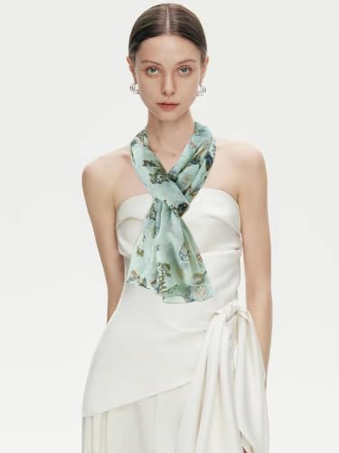 Image of GERINLY Scarfs for Women Lightweight Cotton Feel Scarves Floral Birds Print