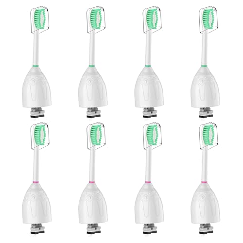 Replacement Toothbrush Heads for Philips Sonicare E-Series/Essence/Xtreme/Elite and Other Screw-on Electric Toothbrush Models 8 Pack Dupont Bristles with Protective Cover