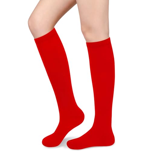Sarfel Red Knee High Socks Women Long Red Socks Knee High Stockings Long Sock for Women Tall Sock Womens Christmas Stockings