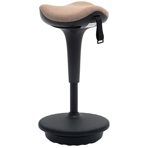 HOMCOM Tabouret Dynamique, Tabouret Assis-Debout Ergonomique, Hauteur réglable 68,5-83,5 cm, Chaise de Travail Rotatif à 360°, Patins antidérapants, Assise...