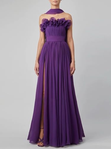 Jorshiman Women's Formal Dress with Shawls 3D Flower Bridesmaid Dress Long A Line Wedding Guest Dress4