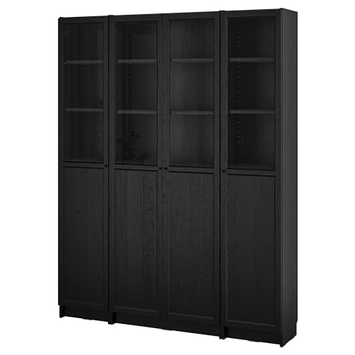 ProTuning BILLY/OXBERG - Peine de estantería con paneles y puertas de cristal, efecto roble negro, 160 x 202 cm