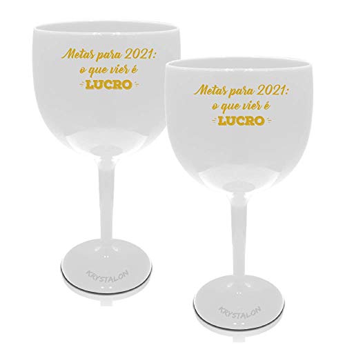 Kit 2 Taças Gin Brancas Personalizadas Metas para 2021