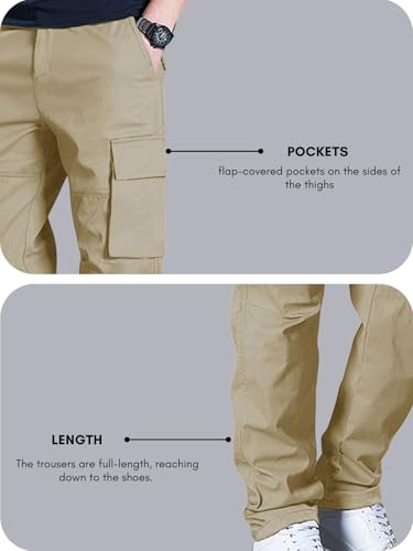 Image of Leriya Fashion Men's Cargo Pants | Multi Pocket Cotton Cargo Joggers for Men | Loose Fit Stylish Pant with Pockets | Casual Baggy Trousers & Streetwear Lower
