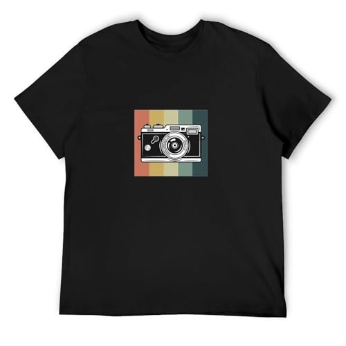 MAILI Photography, Photography Gift, Camera, Photography Lovers, Funny Photography, Vintage Photography Casual Custom Short Sleeve Cotton T Shirt Black S