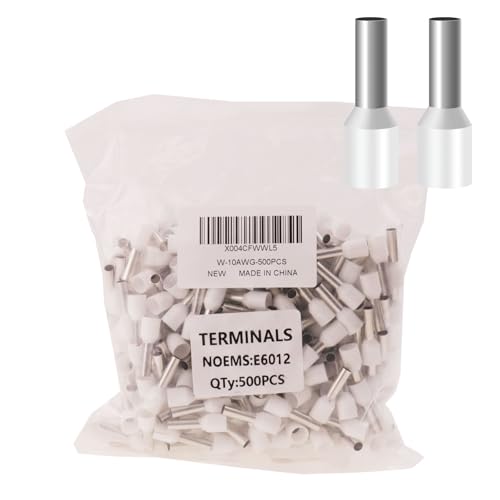 Connecteurs AWG10/6,0 mm² blancs : lot de 500 bornes à virole de fil pour câblage électrique