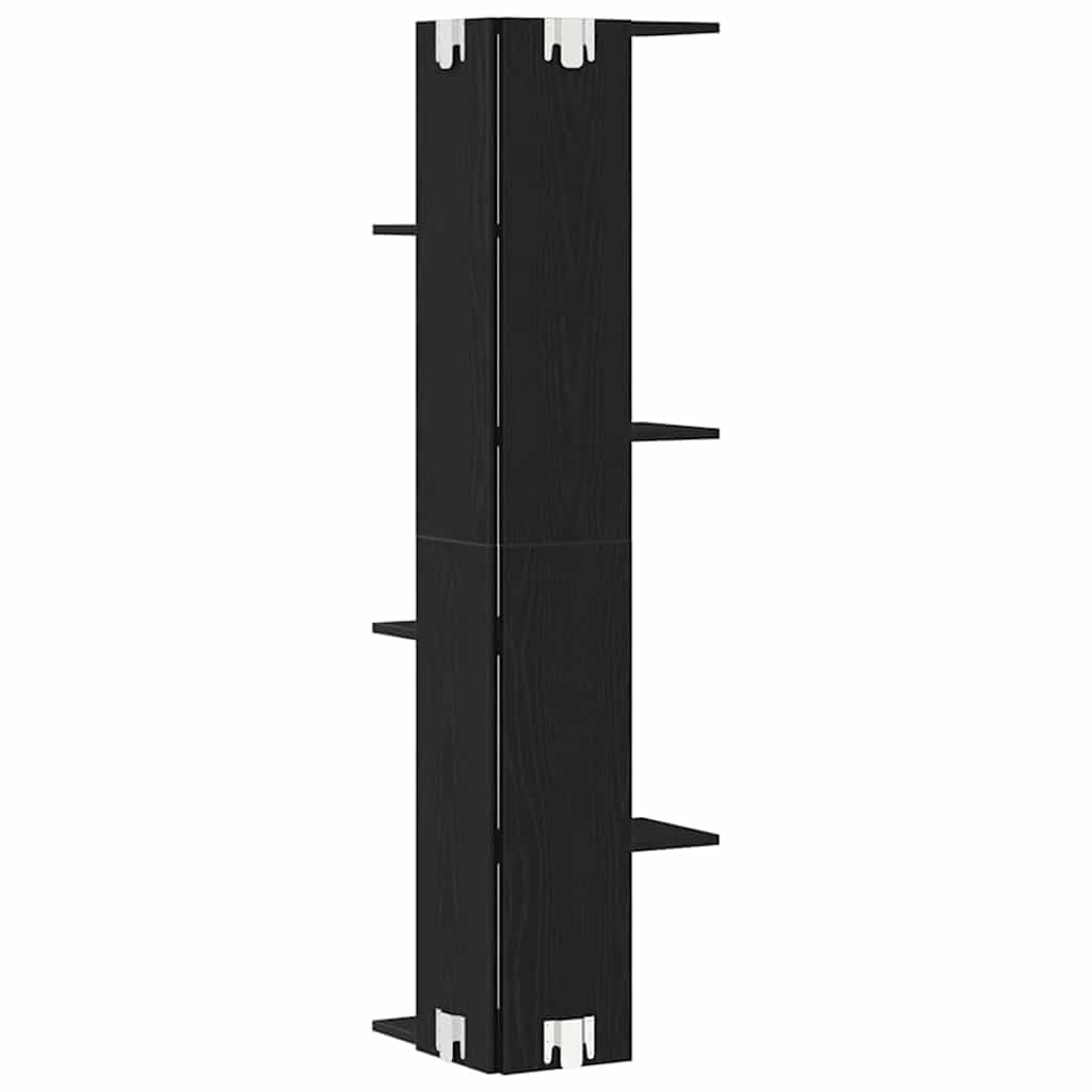 Estantería esquinera de pared de roble negro, 36,5 x 36,5 x 140 cm, 5 estantes, material de madera, moderno y resistente, fácil de montar, para pared, baño, cocina, salón, pasillo y