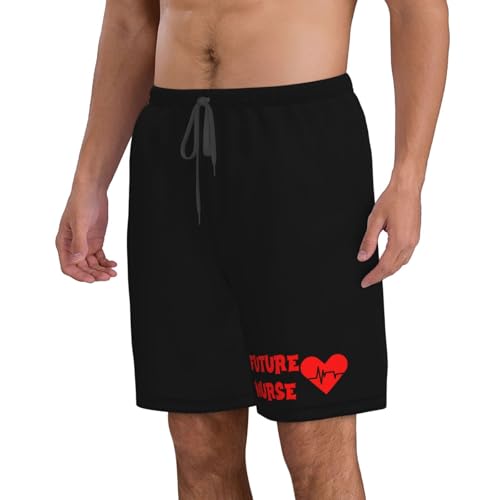 Future Nurse Men's Casual Board Shorts - Elastic Waist Drawstring Swim Trunks Swimwear Bathing Suits,2