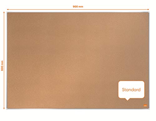 Nobo Kork-Notiztafel, 900 x 600 mm, Schlanker Zielrahmen, Selbstheilende Korkoberfläche, InvisaMount-Montagesystem, Impression Pro, Hellbraun, 1915230