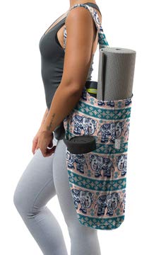 Yogiii Yoga Mat Bag | The ORIGINAL YogiiiTote | Yoga Mat Tote Sling Carrier with Large Side Pocket & Zipper Pocket | Fits Most Size Mats (Lotus Elephant)
