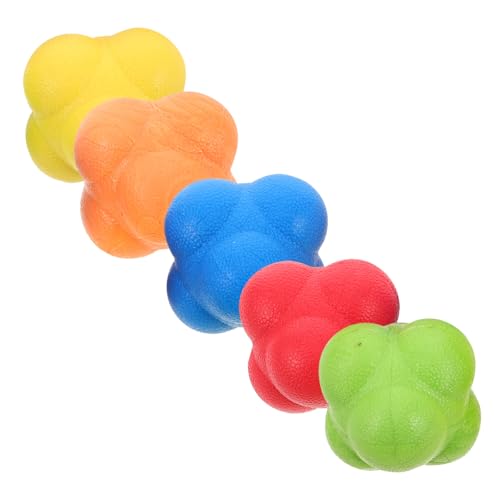 ROMISBABA 5 Piezas Bola de Reacción Hexagonal de Goma para Entrenamiento de Agilidad Mejora Coordinación -Mano Reacción Equipo para y Entrenamiento de Tenis