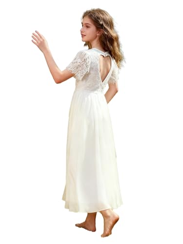 Aibaowedding Mädchen Vintage Chiffon Rüschen Ärmel A-Linie...